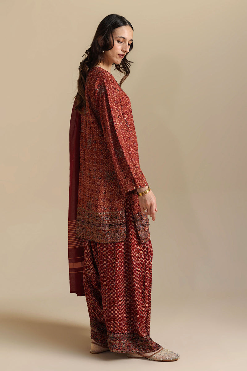 Ajrak Dastaan Embroidered Ensemble
