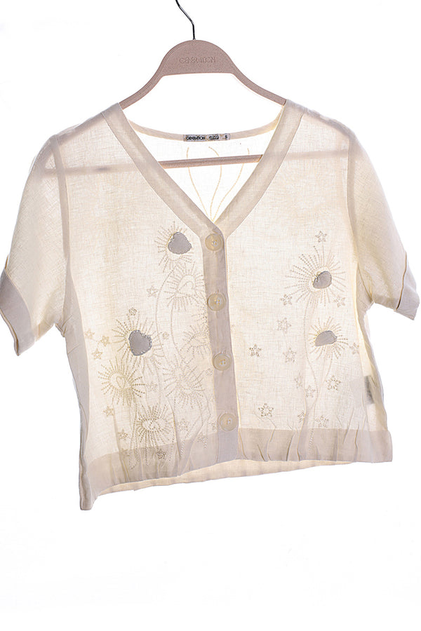 Embroidered Heart loom Top