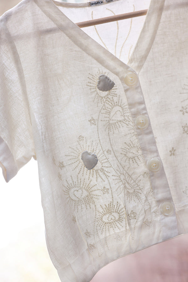 Embroidered Heart loom Top