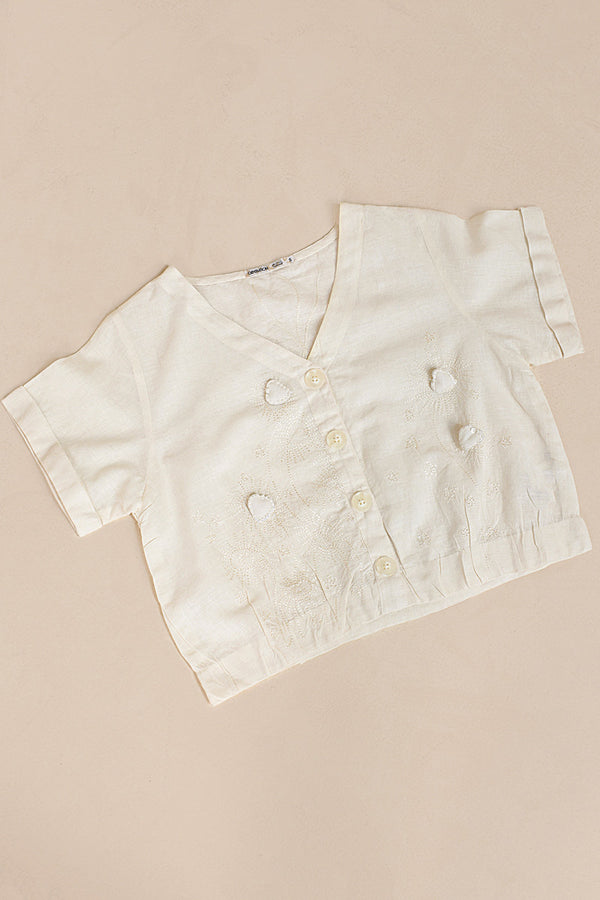 Embroidered Heart loom Top