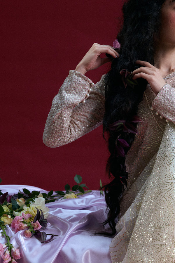 Ivory Whisper Sequin Saree