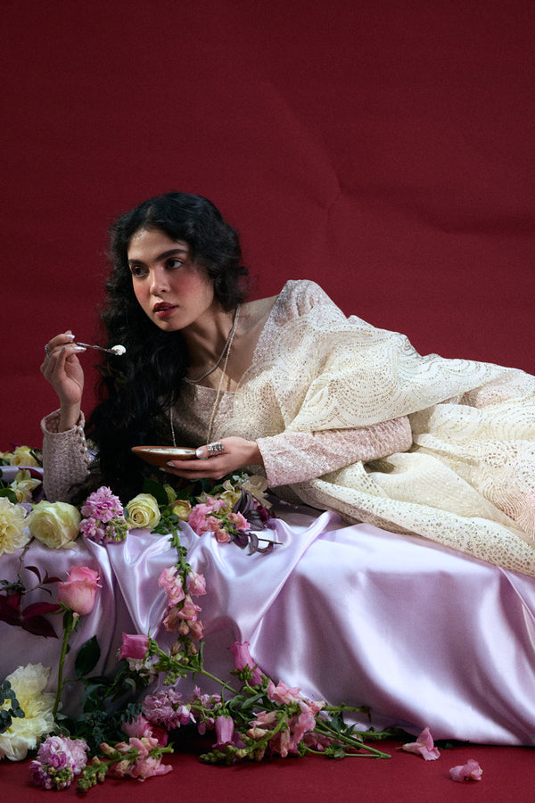 Ivory Whisper Sequin Saree