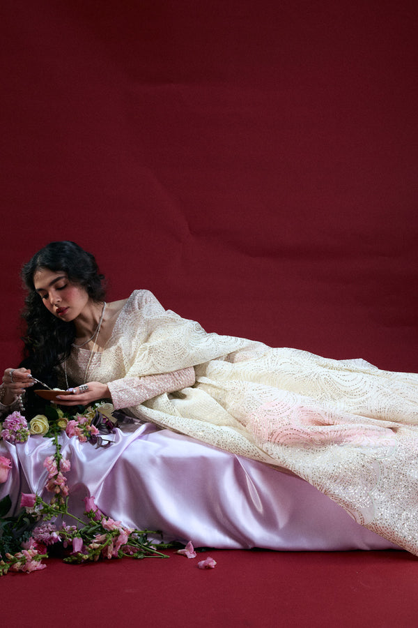 Ivory Whisper Sequin Saree