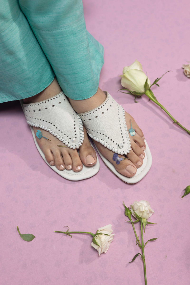 Threaded Calm Leather Flat Slip-On