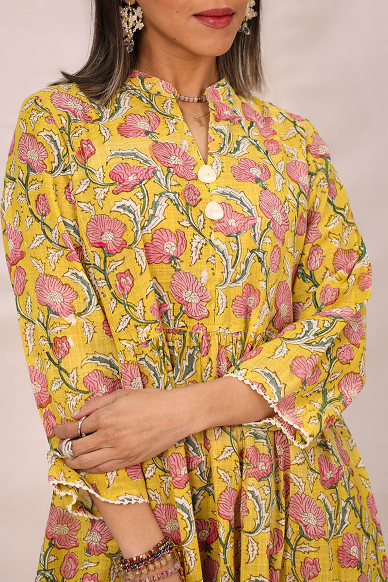 Amber Hand Block Printed Dastan Dress