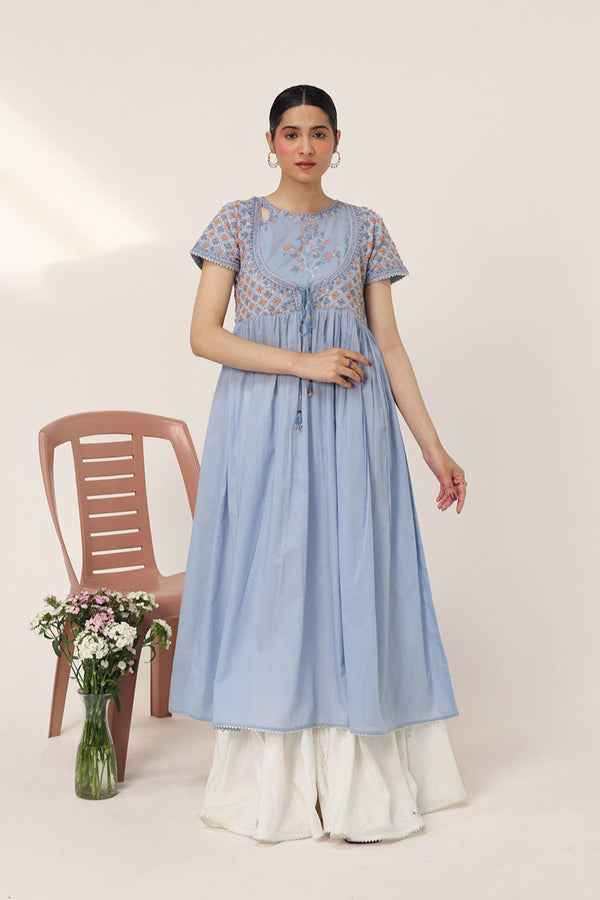 Multani Blue Hues Anarkali Frock