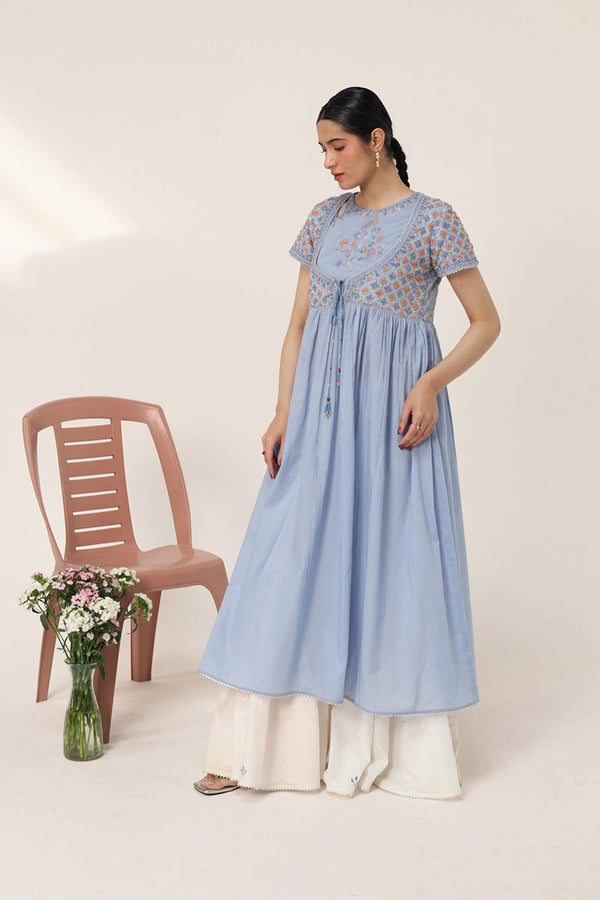 Multani Blue Hues Anarkali Frock