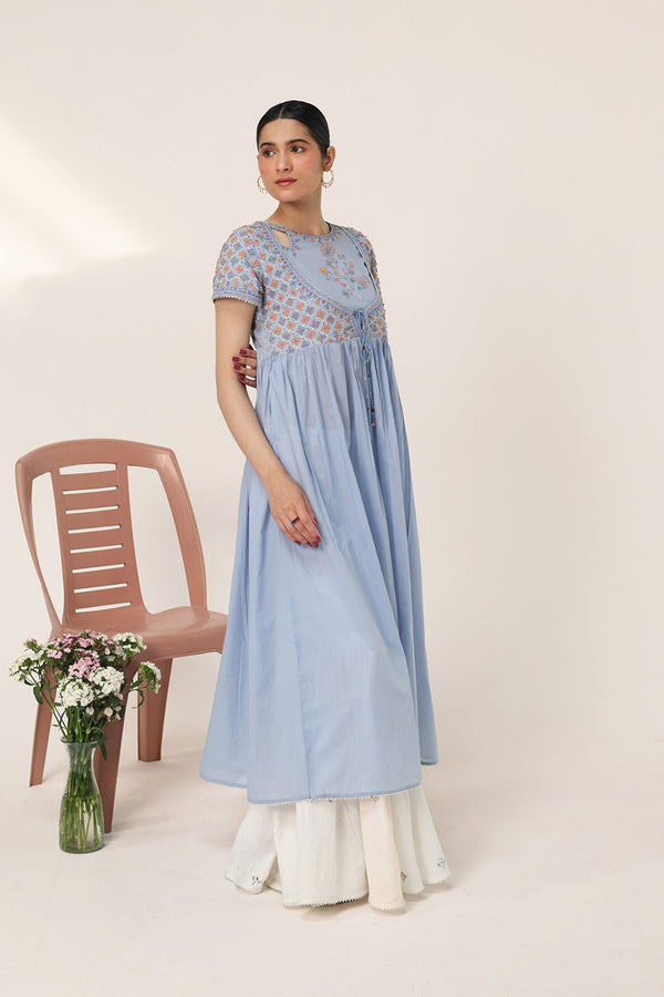 Multani Blue Hues Anarkali Frock