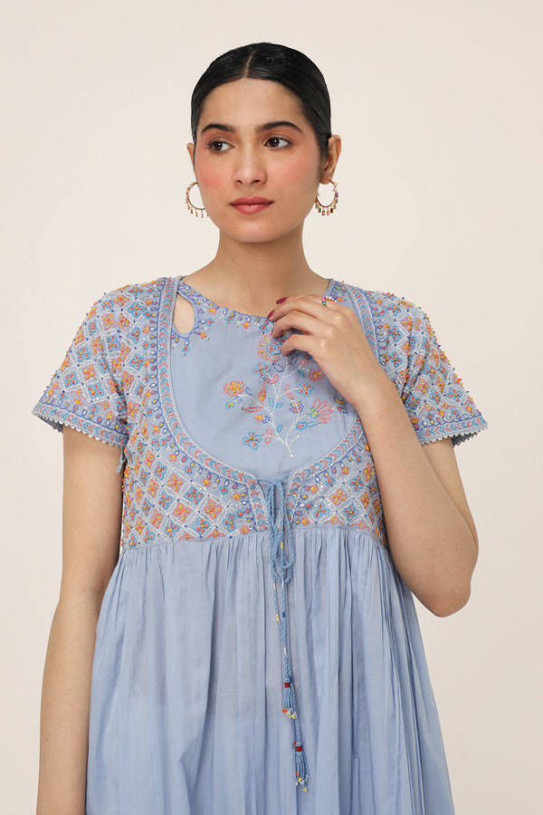 Multani Blue Hues Anarkali Frock