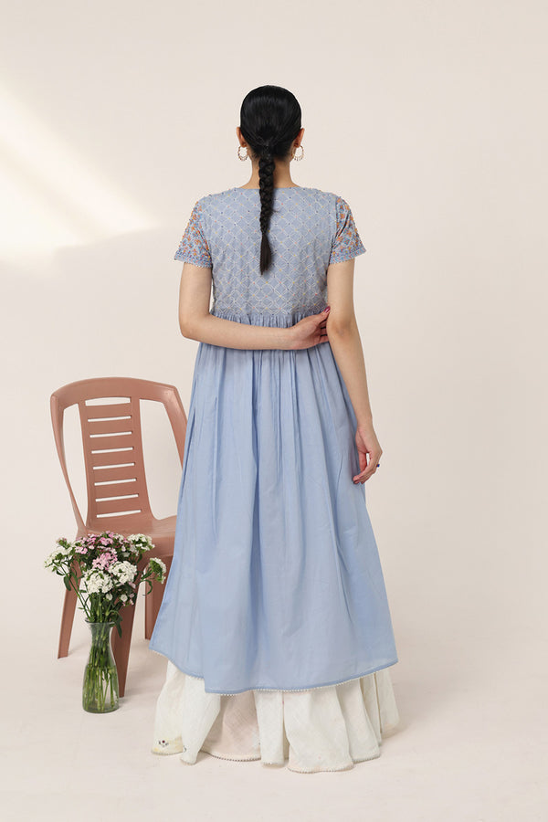 Multani Blue Hues Anarkali Frock