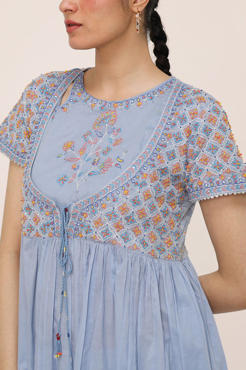 Multani Blue Hues Anarkali Frock
