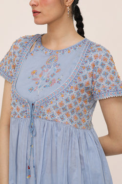 Multani Blue Hues Anarkali Frock