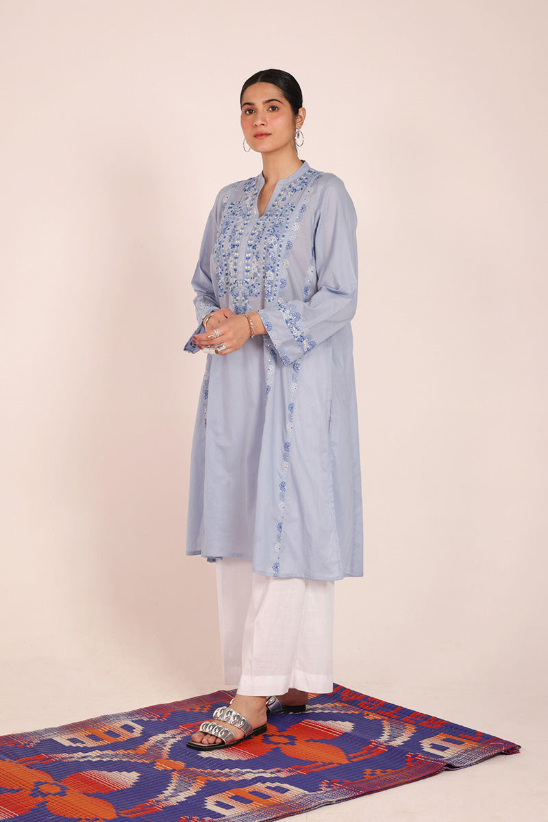 Multani Blue Hues Mukaish Kurta