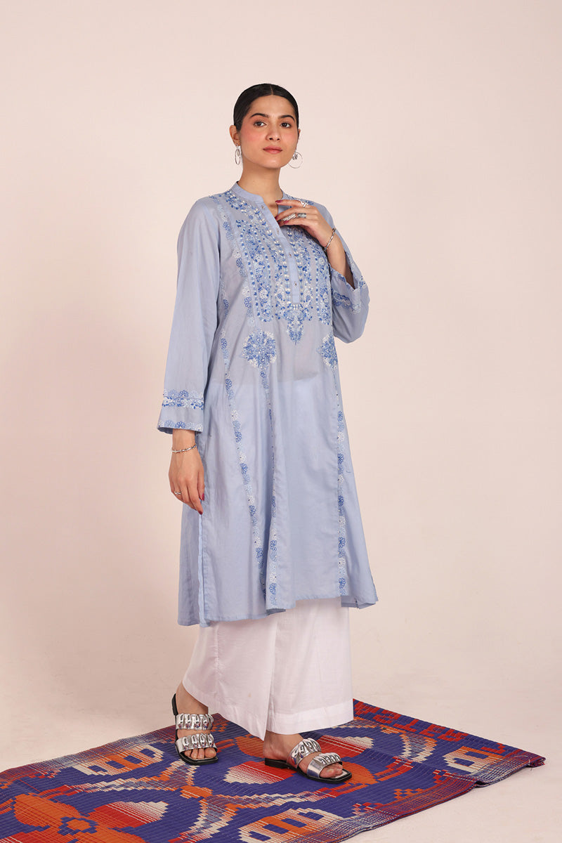 Multani Blue Hues Mukaish Kurta