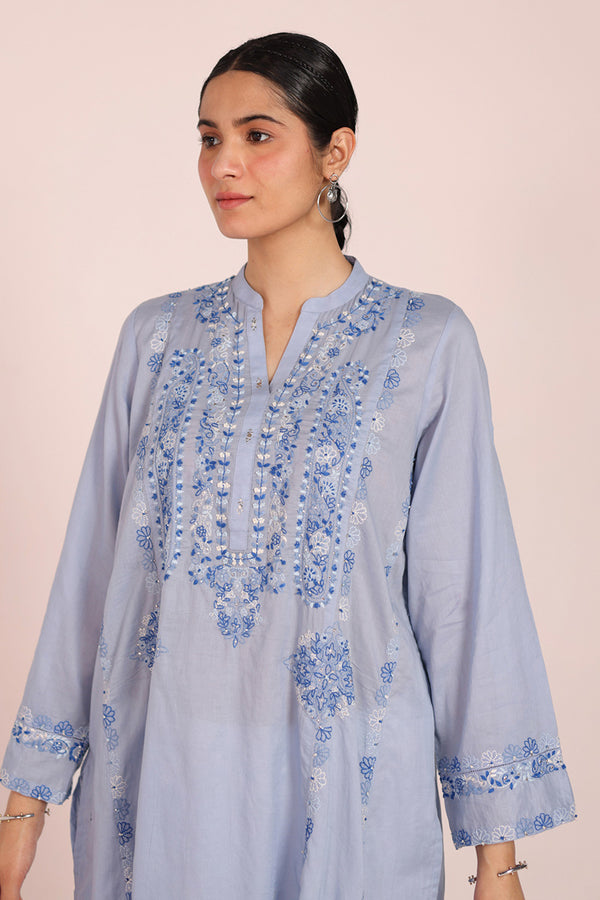 Multani Blue Hues Mukaish Kurta