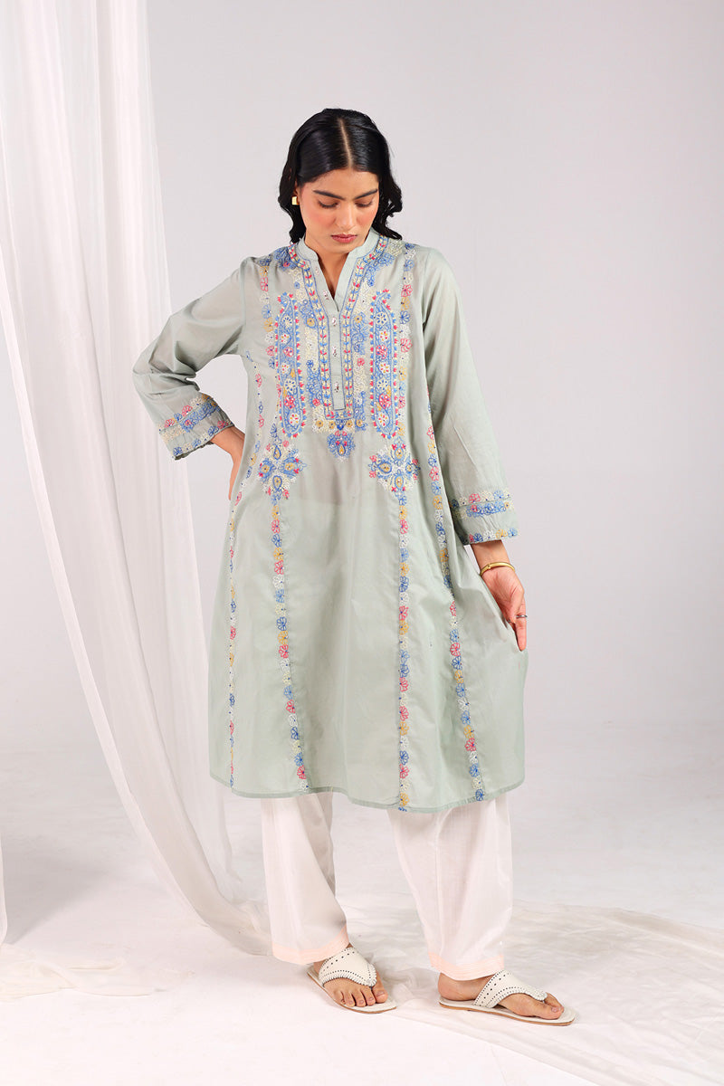 Multani Blue Hues Mukaish Kurta
