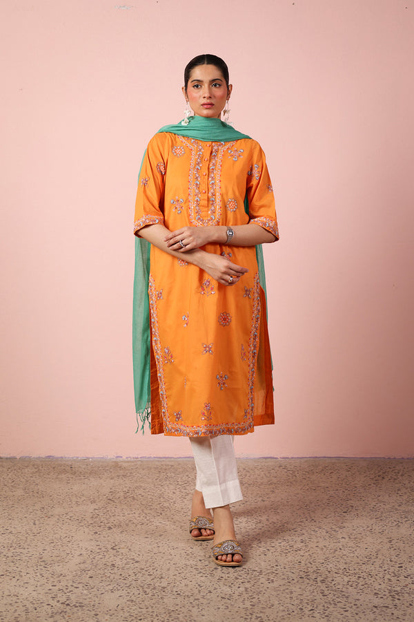 Multani Blue Hues Ember Kurta
