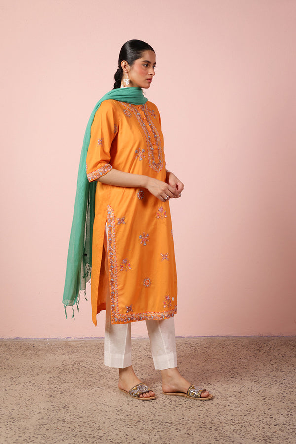 Multani Blue Hues Ember Kurta