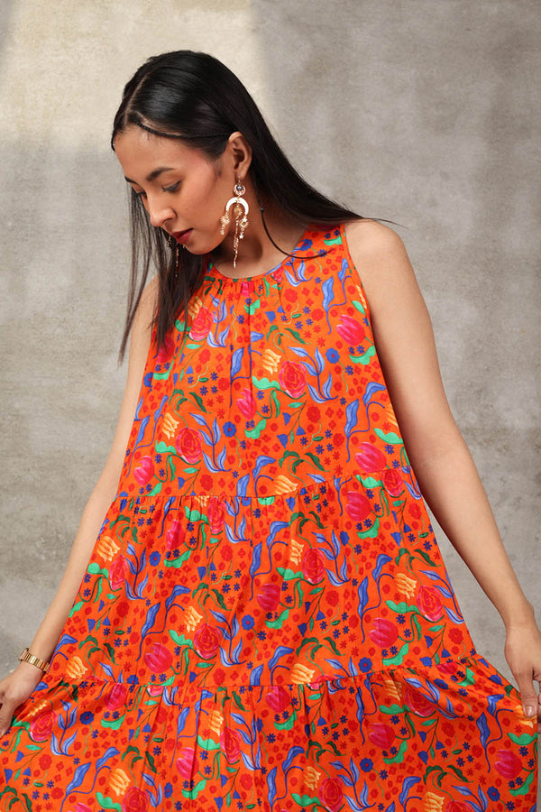 Techno Burst Tiered Dress