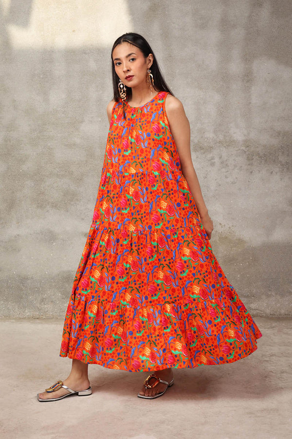 Techno Burst Tiered Dress