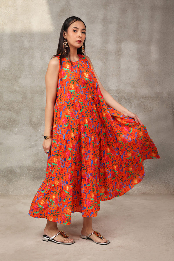 Techno Burst Tiered Dress