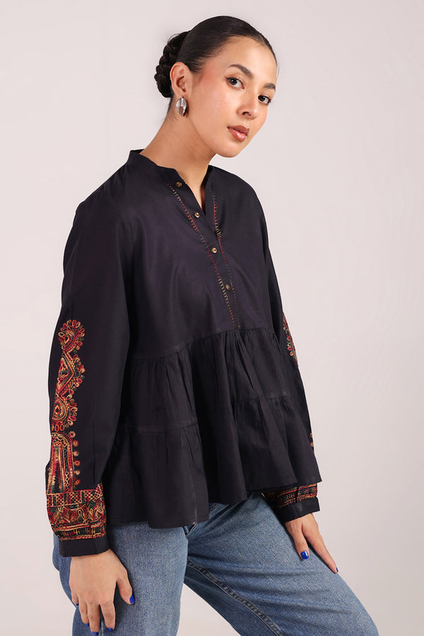 Embroidered Color Waves Top