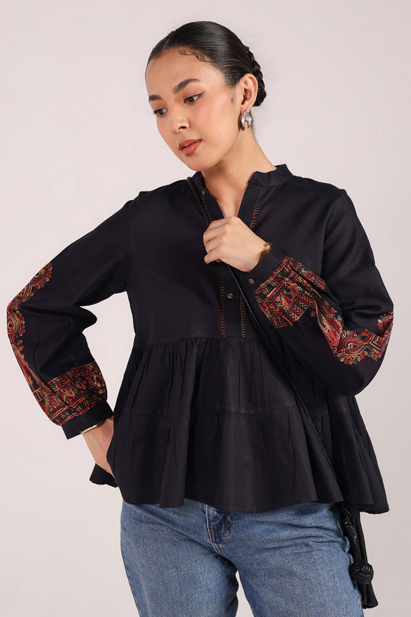 Embroidered Color Waves Top