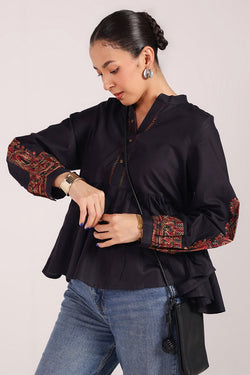 Embroidered Color Waves Top
