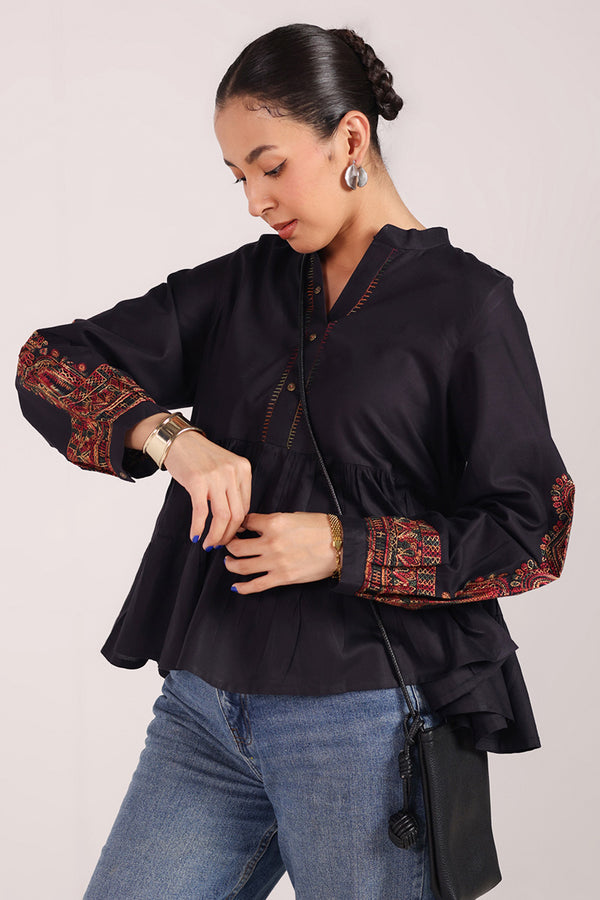 Embroidered Color Waves Top