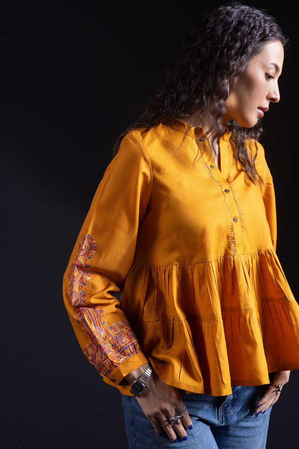 Embroidered Color Waves Top