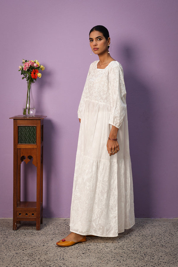 Sea Foam Flared Tiered Frock