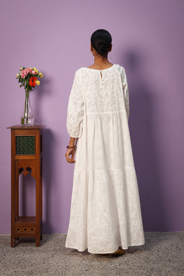 Sea Foam Flared Tiered Frock