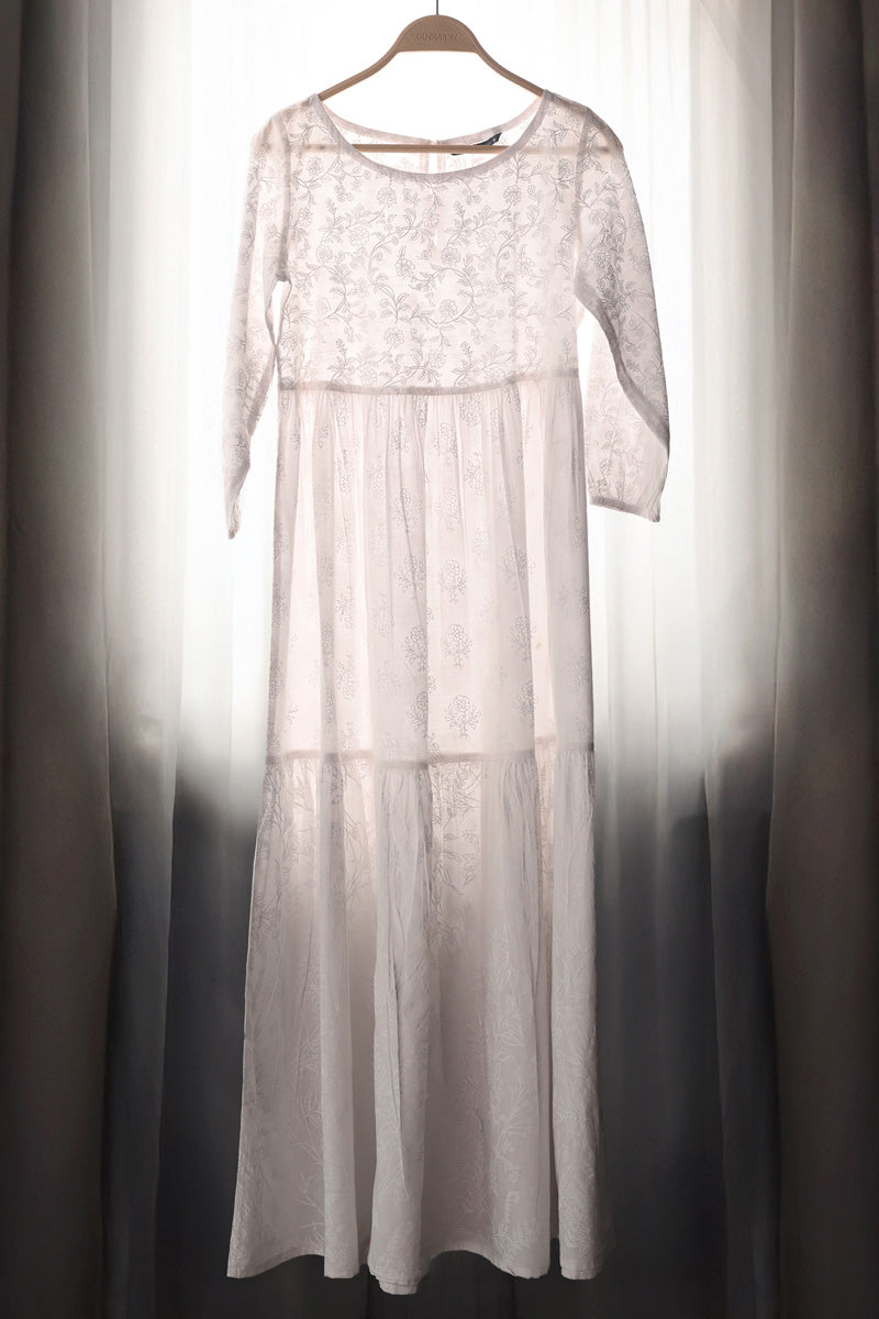 Sea Foam Flared Tiered Frock