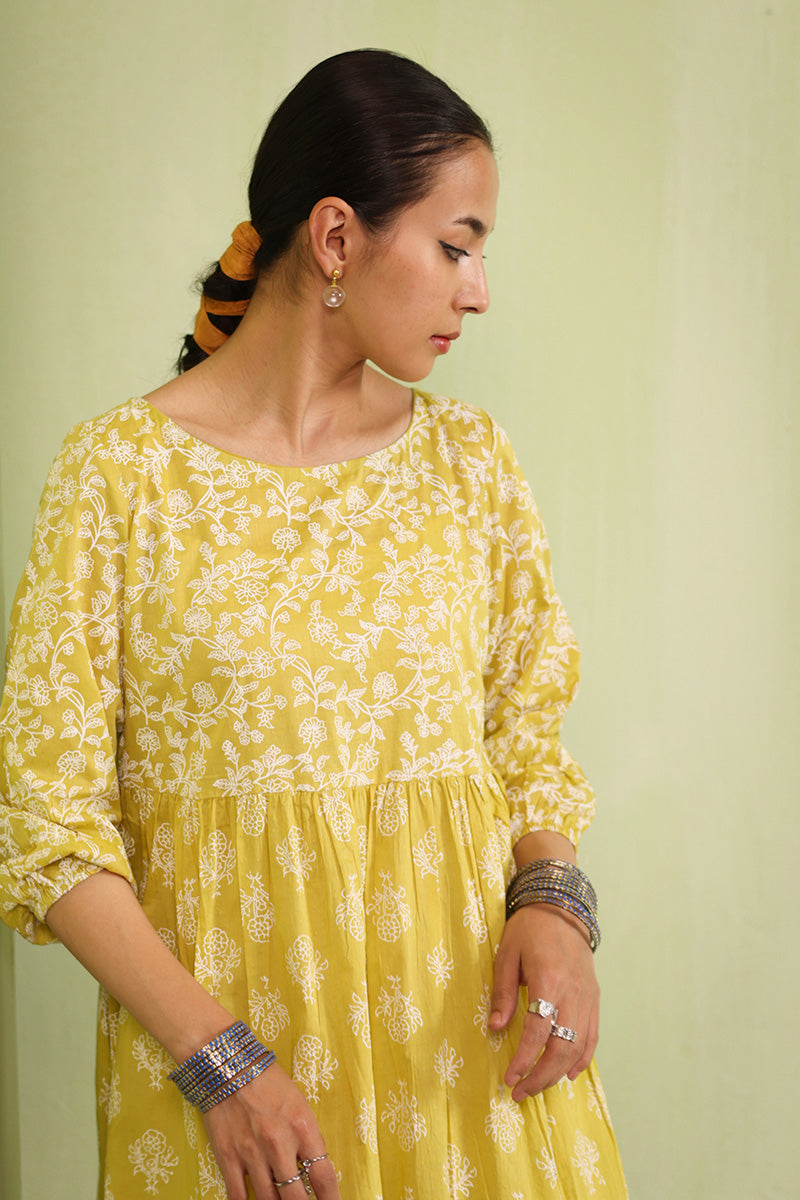 Sea Foam Flared Tiered Frock