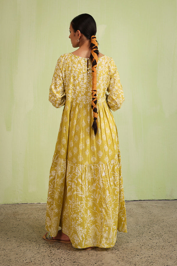 Sea Foam Flared Tiered Frock