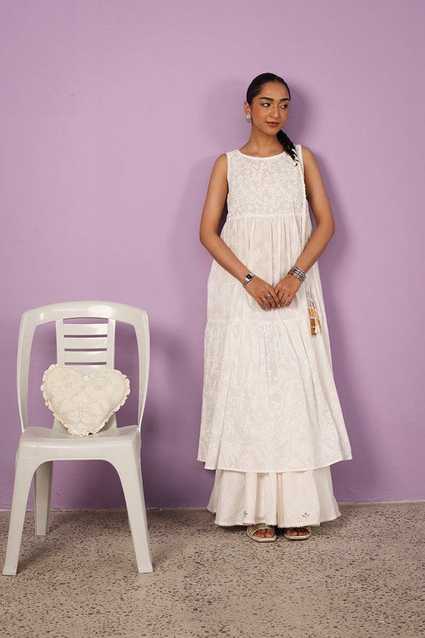 Sea Foam Aangan Tiered Frock