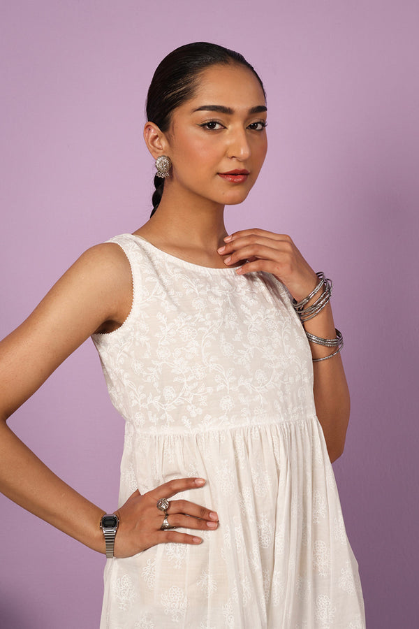 Sea Foam Aangan Tiered Frock