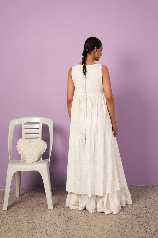 Sea Foam Aangan Tiered Frock