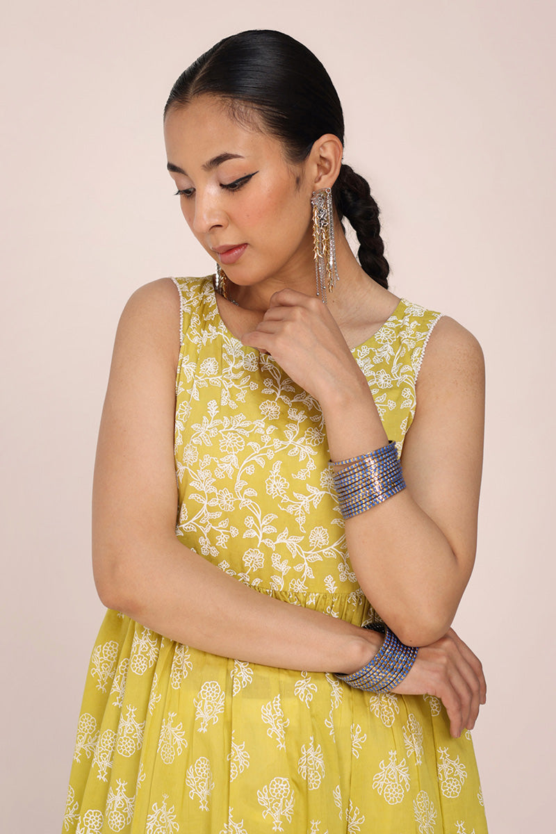 Sea Foam Aangan Tiered Frock
