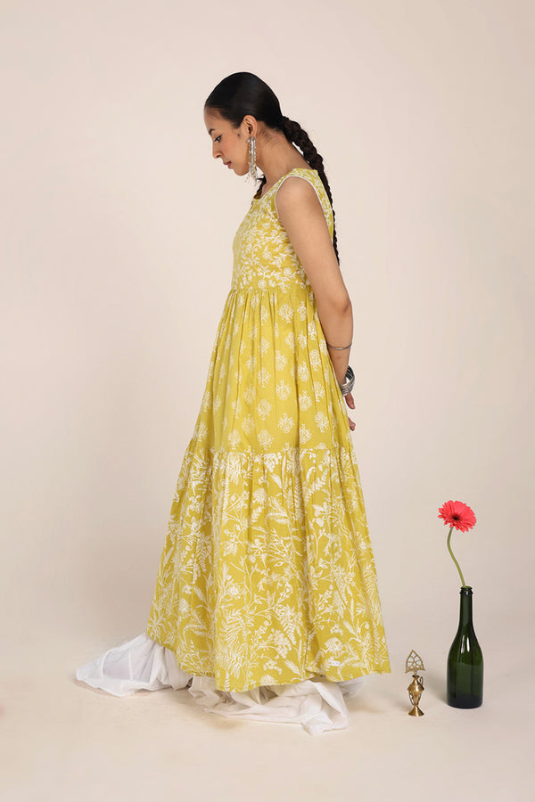 Sea Foam Aangan Tiered Frock