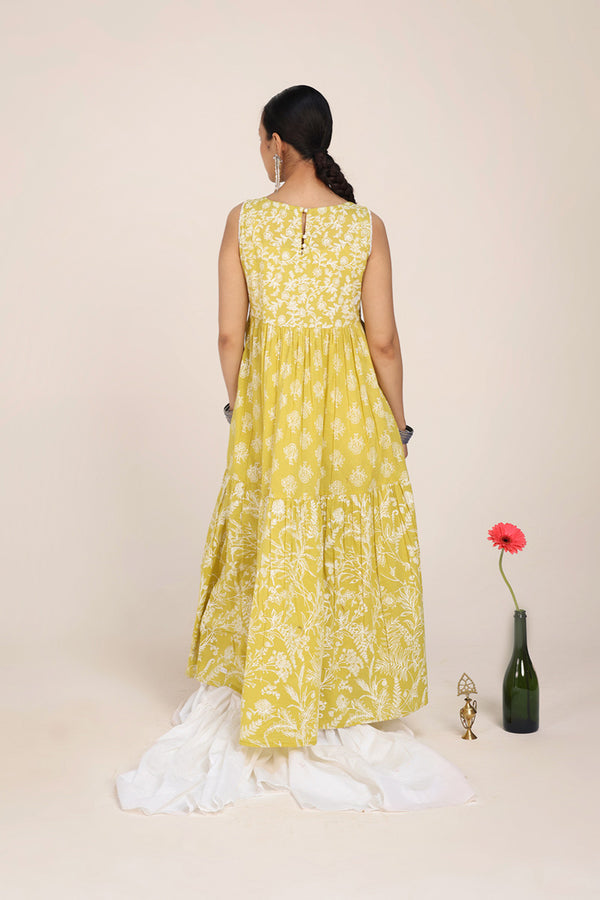 Sea Foam Aangan Tiered Frock