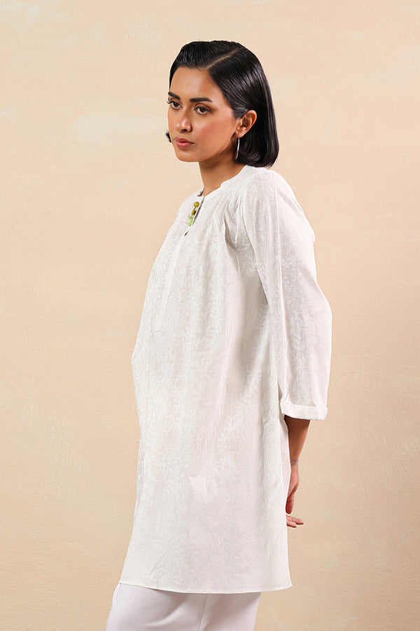 Pearl White Printed Top