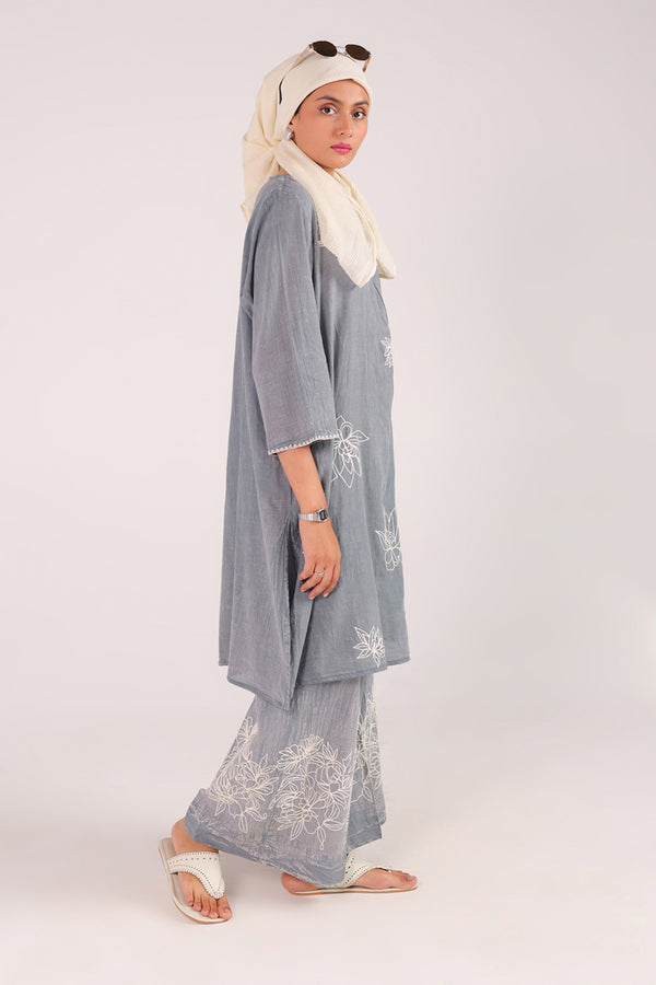 Denim Embroidered Set