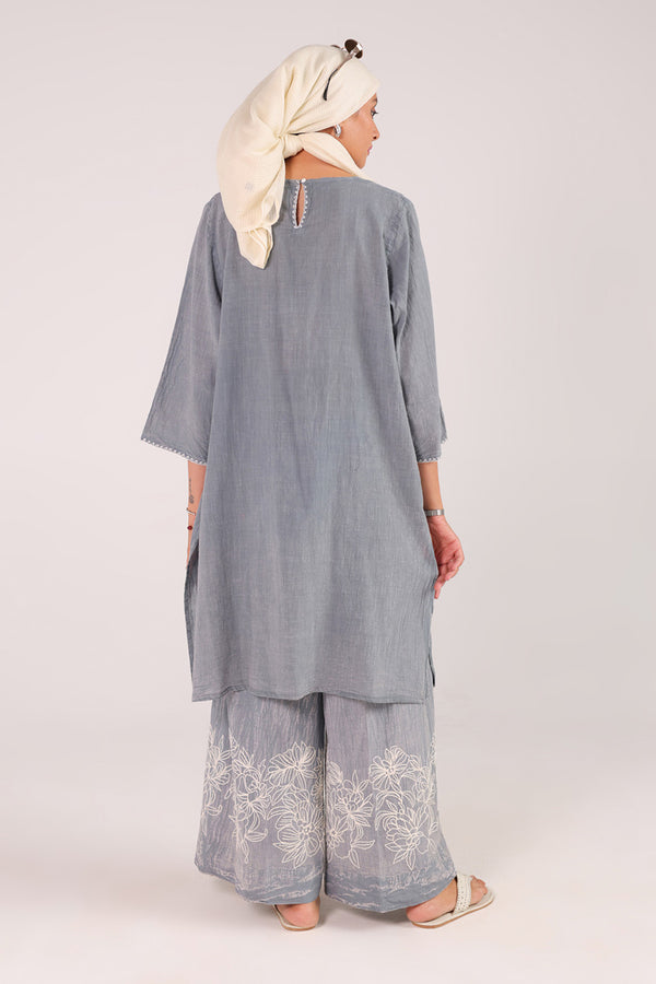 Denim Embroidered Set