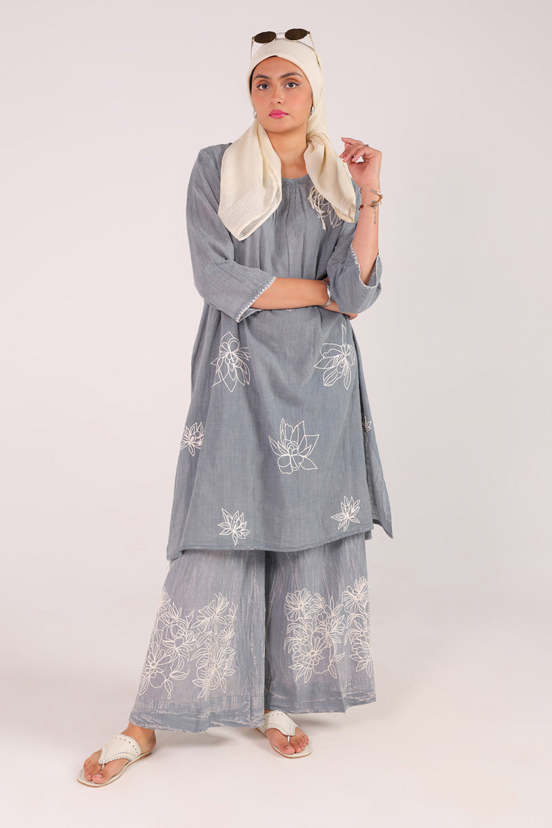 Denim Embroidered Set
