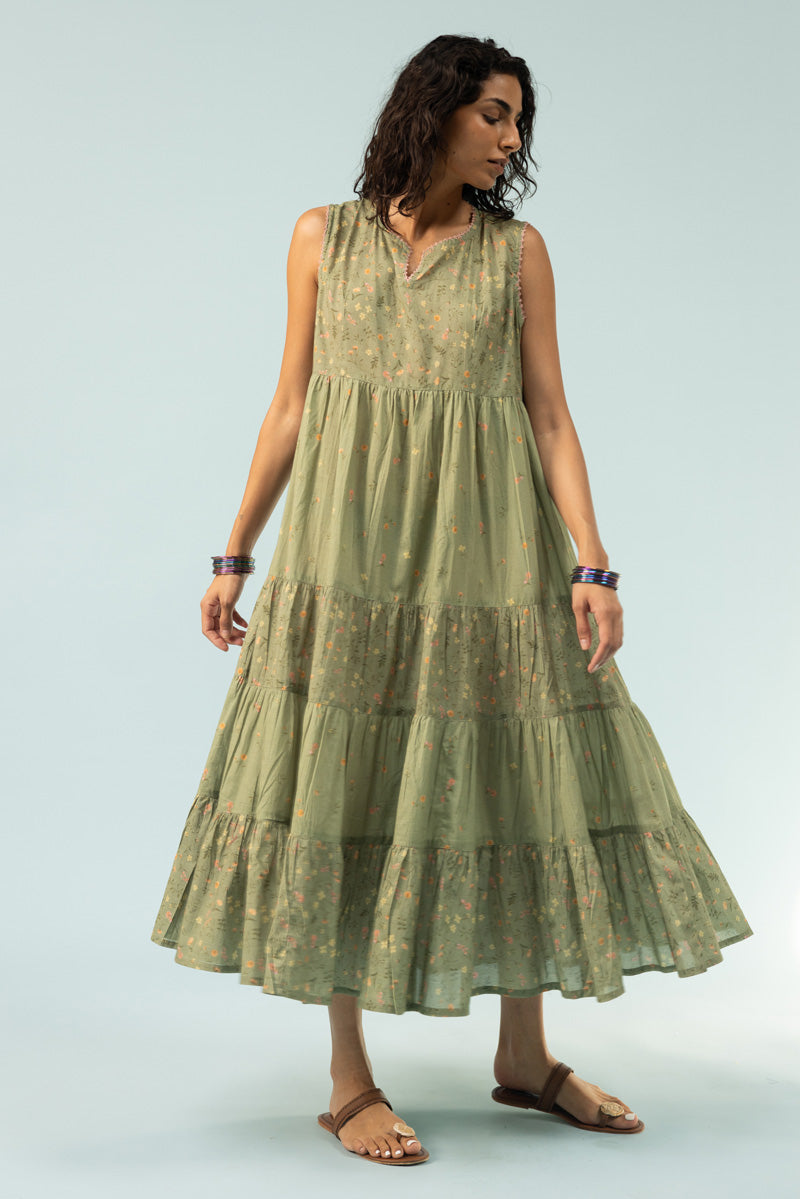 Soft Floral Tiered Dress