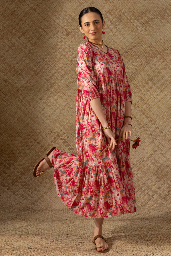 Soft Floralcore Tiered Dress