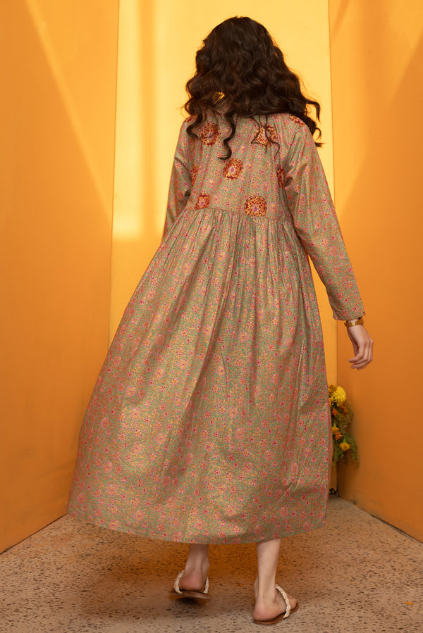 Gilded Polki Flared Dress