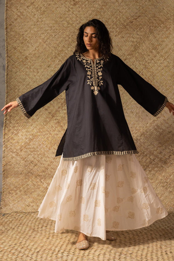 Midnight Embroidered Kurti