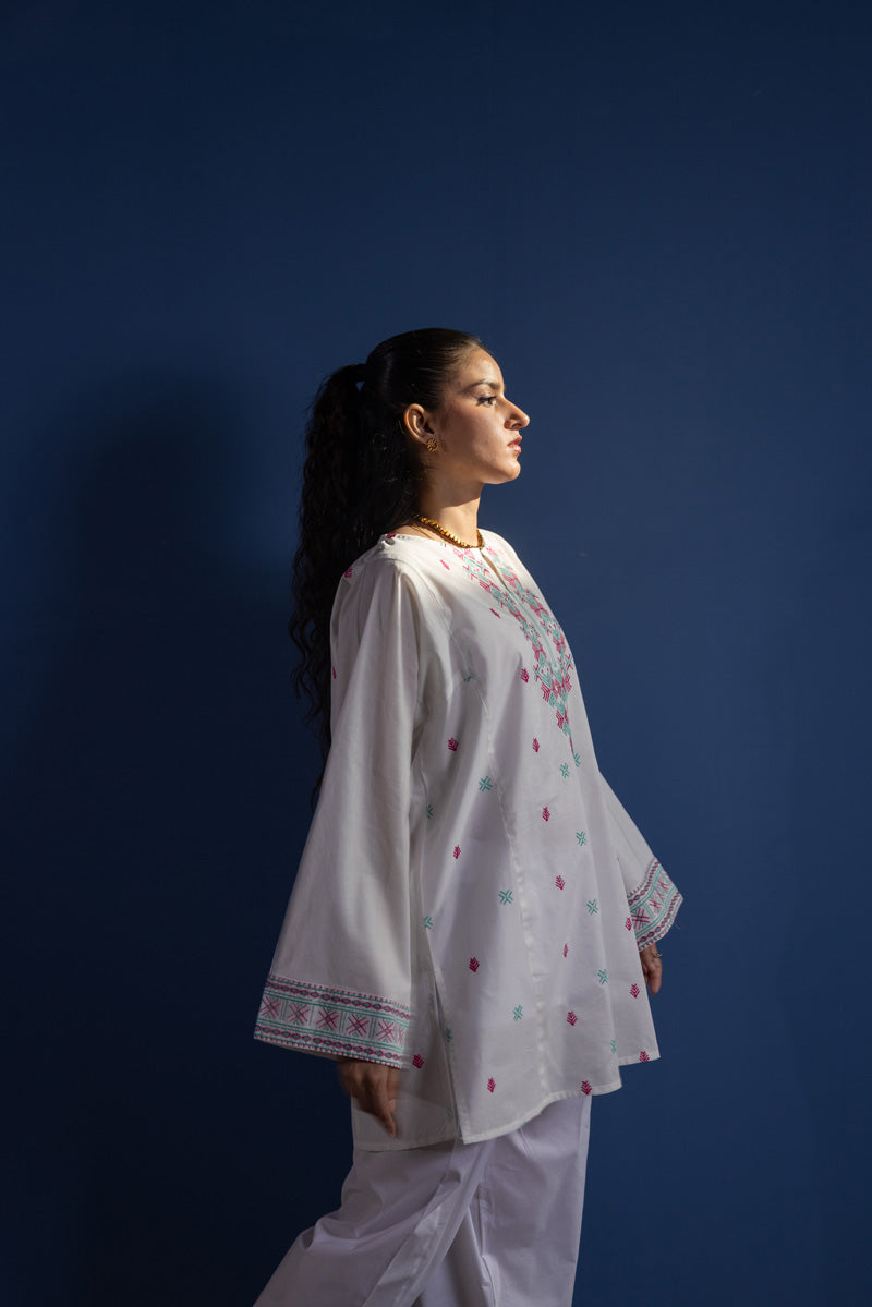 Lemon Blush Embroidered Kurti
